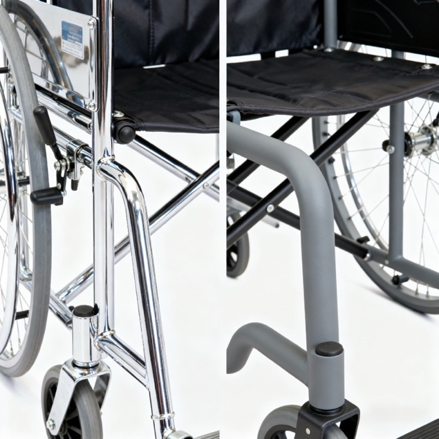 Wheelchair frame Chrome Plated vs Powder-Coated Wheelchair frame Chrome Plated vs Powder-Coated