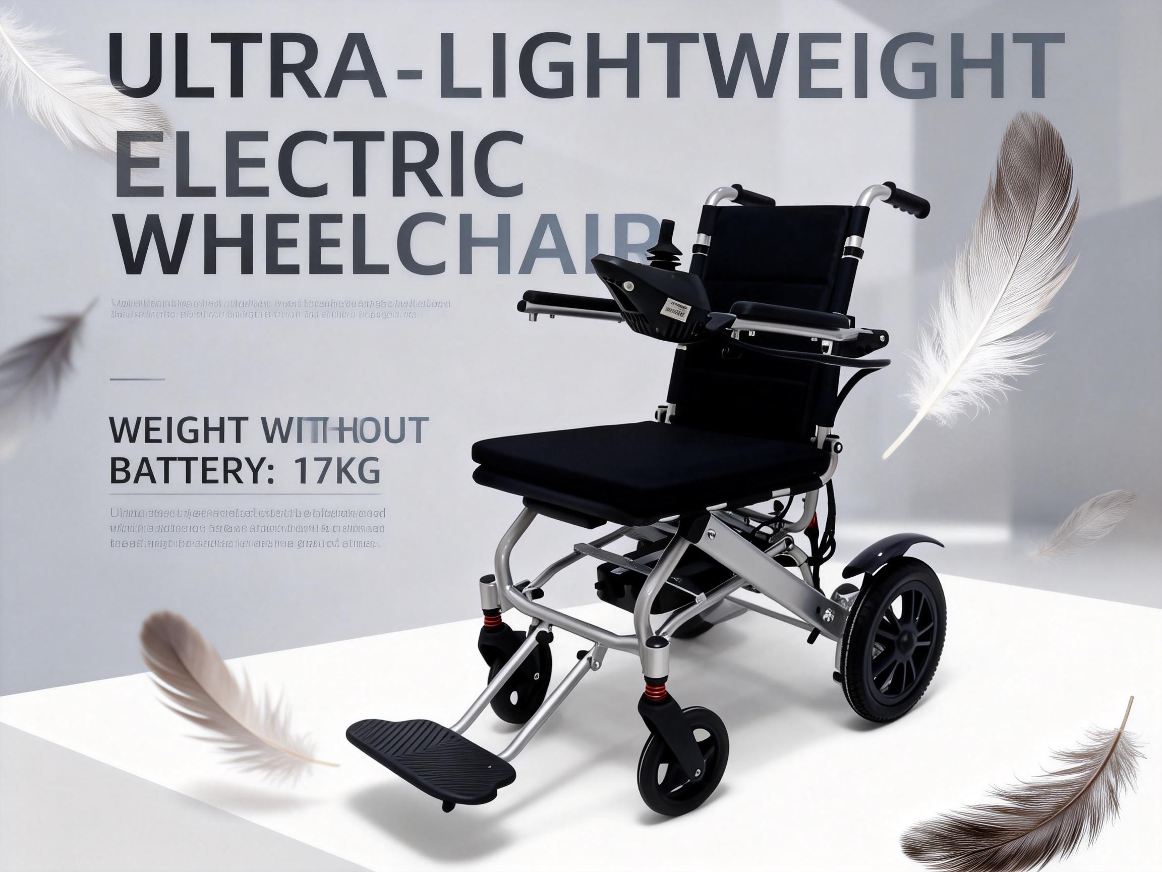 Ultra lightweight electric wheelchair aluminum frame with feather concept design