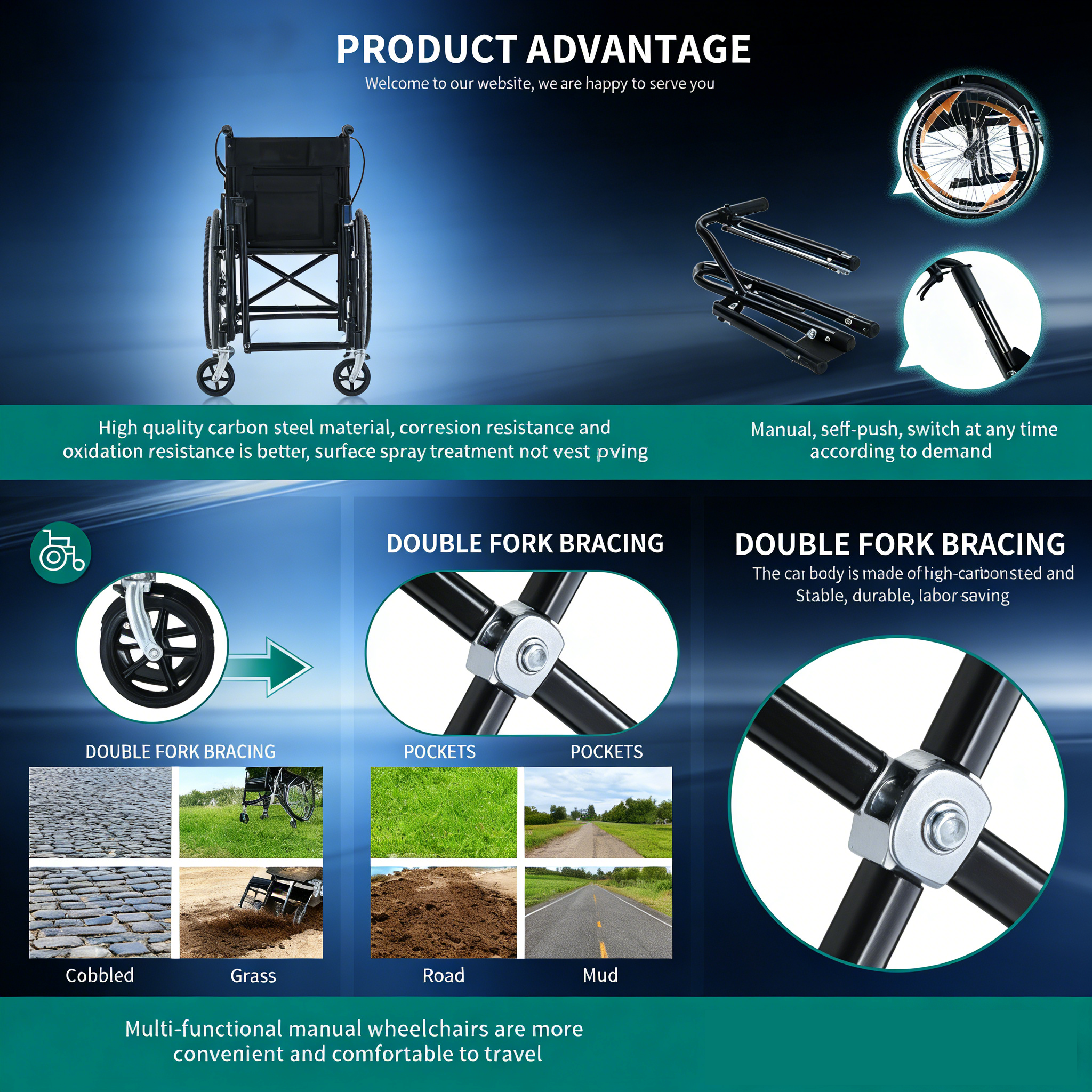 Brother Medical Reinforced Frame wheelchair uses Double-welded joints at high stress pivot points, Cross-bracing systems to distribute load evenly, and Thickened tubing often steel or high-grade aluminum alloys Brother Medical Reinforced Frame wheelchair uses Double-welded joints at high stress pivot points, Cross-bracing systems to distribute load evenly, and Thickened tubing often steel or high-grade aluminum alloys