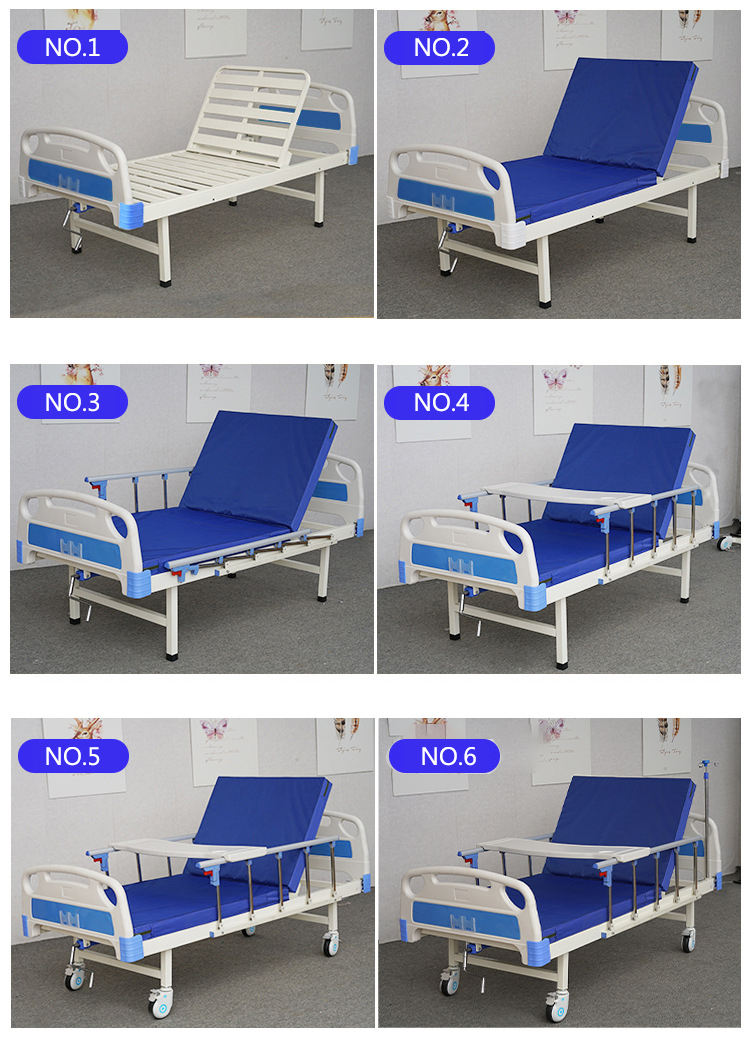 China Hospital Furniture Equipment Health Care Steel 2 Cranks Manual Two Function Hospital Beds Medical Bed Price for Elderly