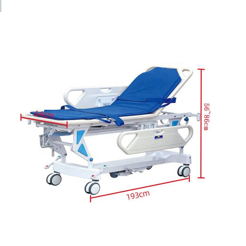 Hospital Patients Operation Height Adjustable Transfer Bed Emergency Stretcher Cart ABS Rescue Car