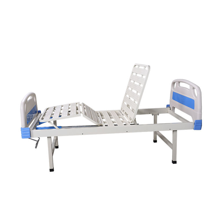 Medical Furniture Two Cranks Adjustable Folding Medical Bed 2 Functions Manual Hospital Bed