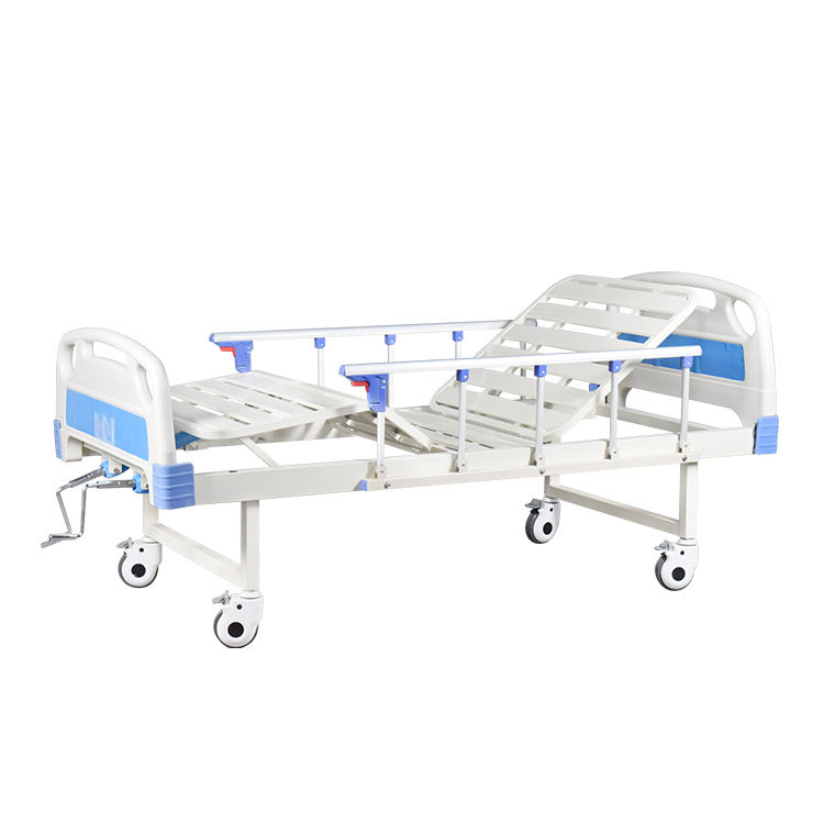 Medical Furniture Two Cranks Adjustable Folding Medical Bed 2 Functions Manual Hospital Bed