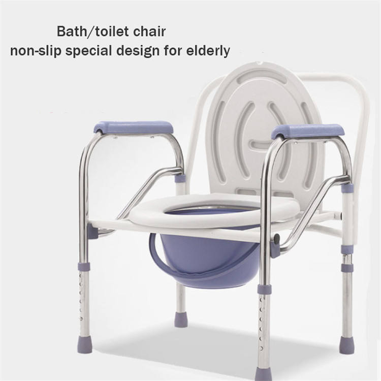 Factory Directly Sale Folding Commode Chair Wheelchair Commode Shower Chair Lightweight Potty Chair for Old People