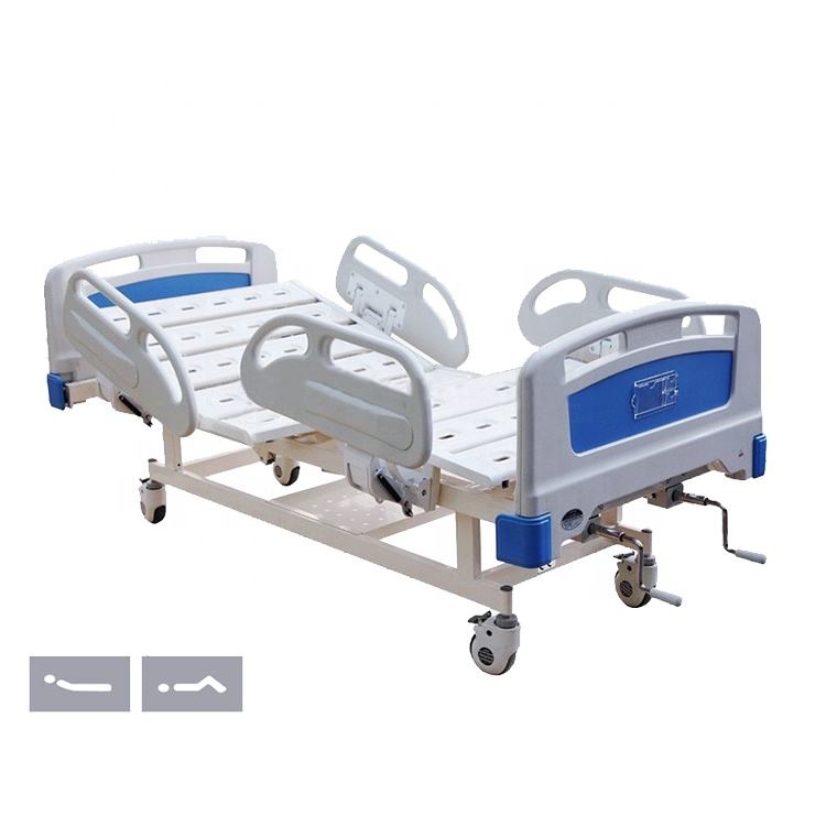 Hospital Equipment Central Controlled 2 Cranks Manual Hospital Bed