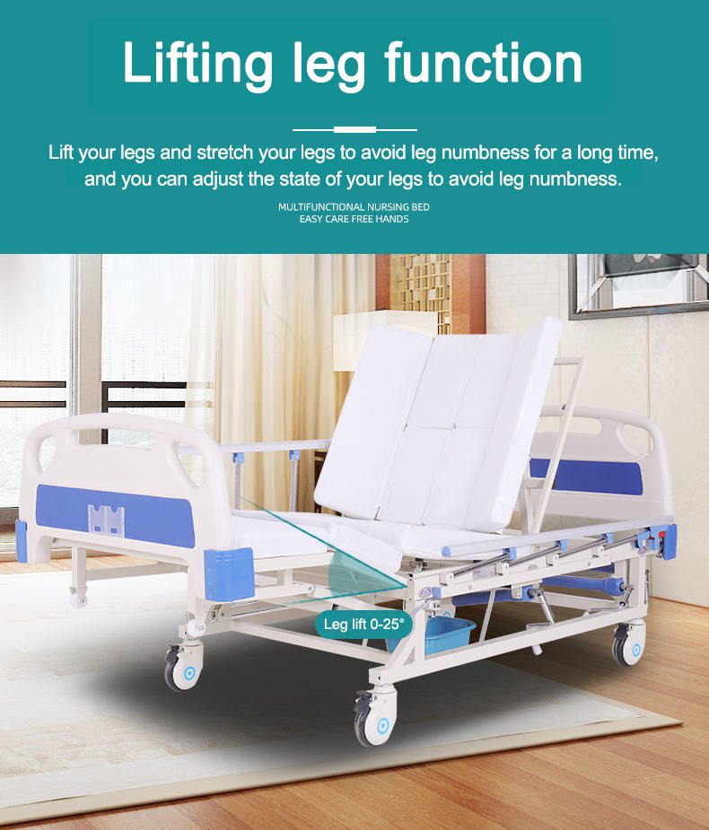 Multifunctional Hand Operated Home Care Bed Manual Hospital Medical Elderly Nursing Bed for Fome Use