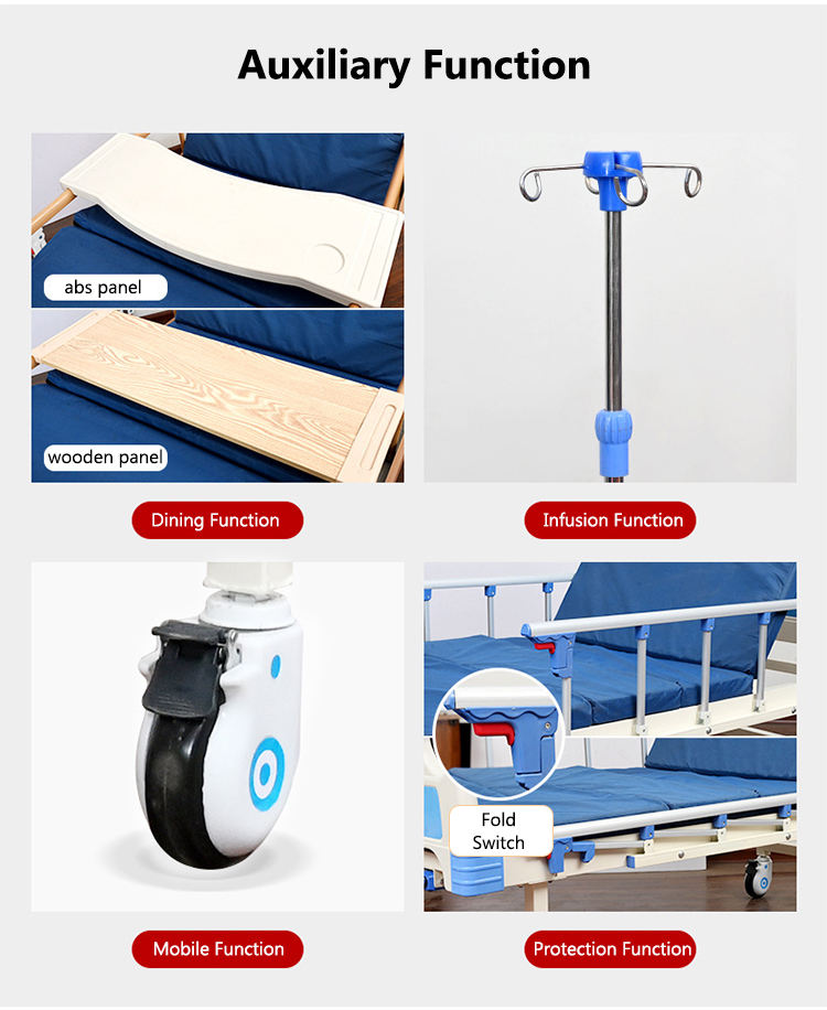 China Hospital Furniture Equipment Health Care Steel 2 Cranks Manual Two Function Hospital Beds Medical Bed Price for Elderly