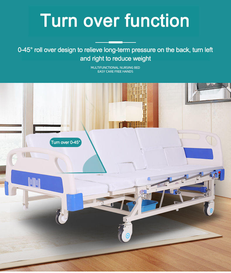 Multifunctional Hand Operated Home Care Bed Manual Hospital Medical Elderly Nursing Bed for Fome Use