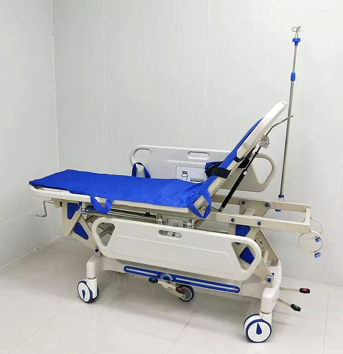 Hydraulic Manual Hospital Bed ABS Plastic Medical Emergency Stretcher Patient Transport Trolley