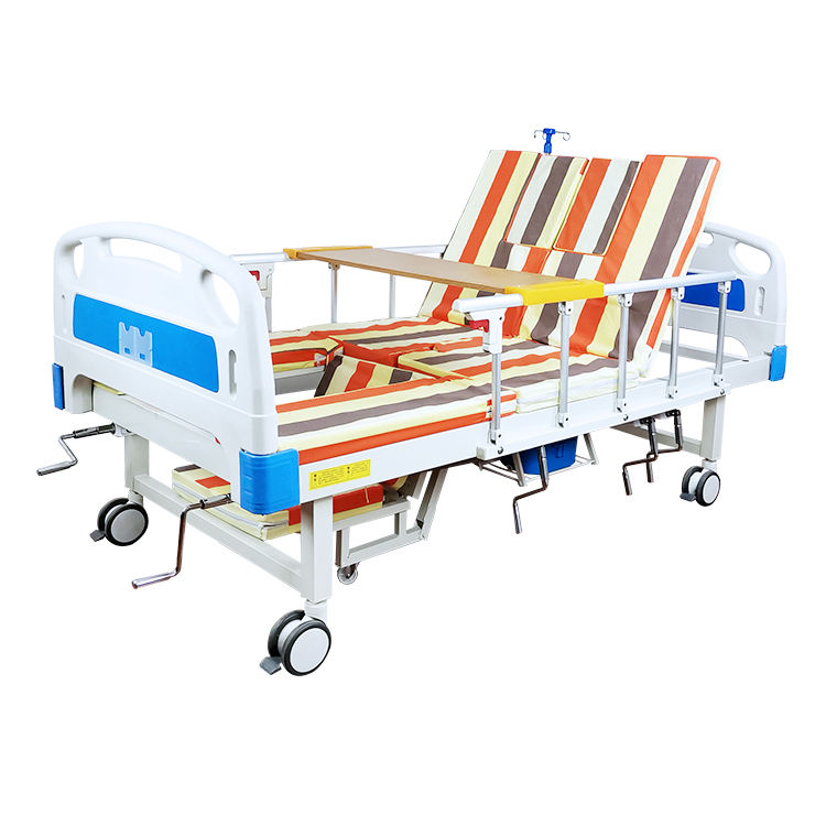 Hot Selling Multi-functional Hospital Bed Crank Bed Manual Turning Hospital Nursing Beds with Automatic Toilet