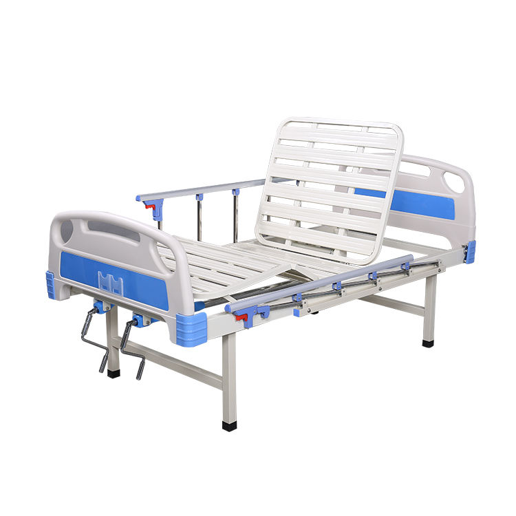 Medical Furniture Two Cranks Adjustable Folding Medical Bed 2 Functions Manual Hospital Bed