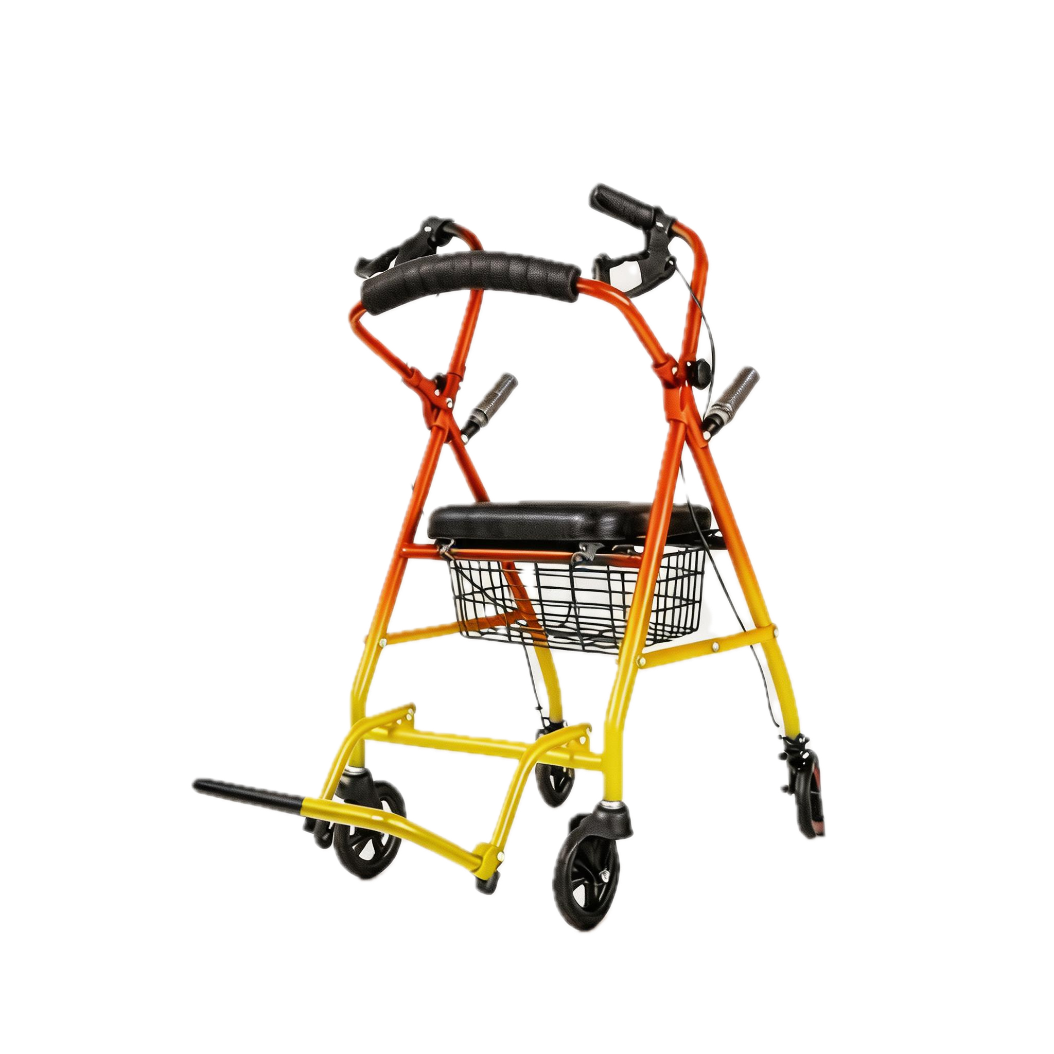 BME885 2-in-1 Foldable Rollator and Transport Chair with Padded Seat and Foldable Footrest