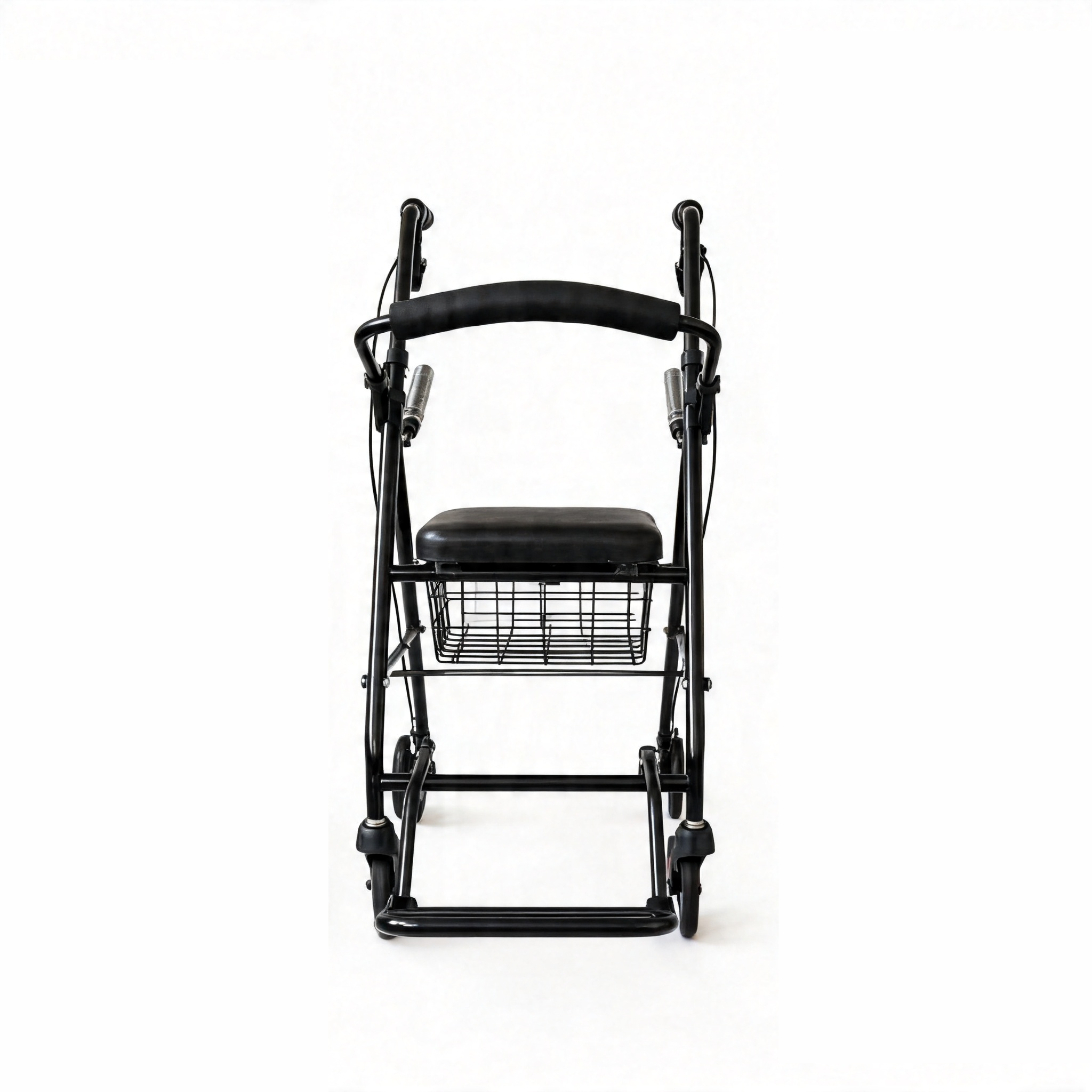 BME885 2-in-1 Foldable Rollator and Transport Chair with Padded Seat and Foldable Footrest