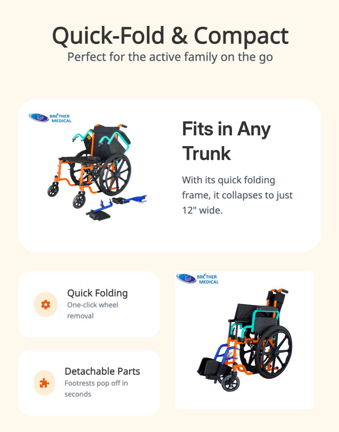 Quick Fold Pediatric Wheelchair - Brother Medical
