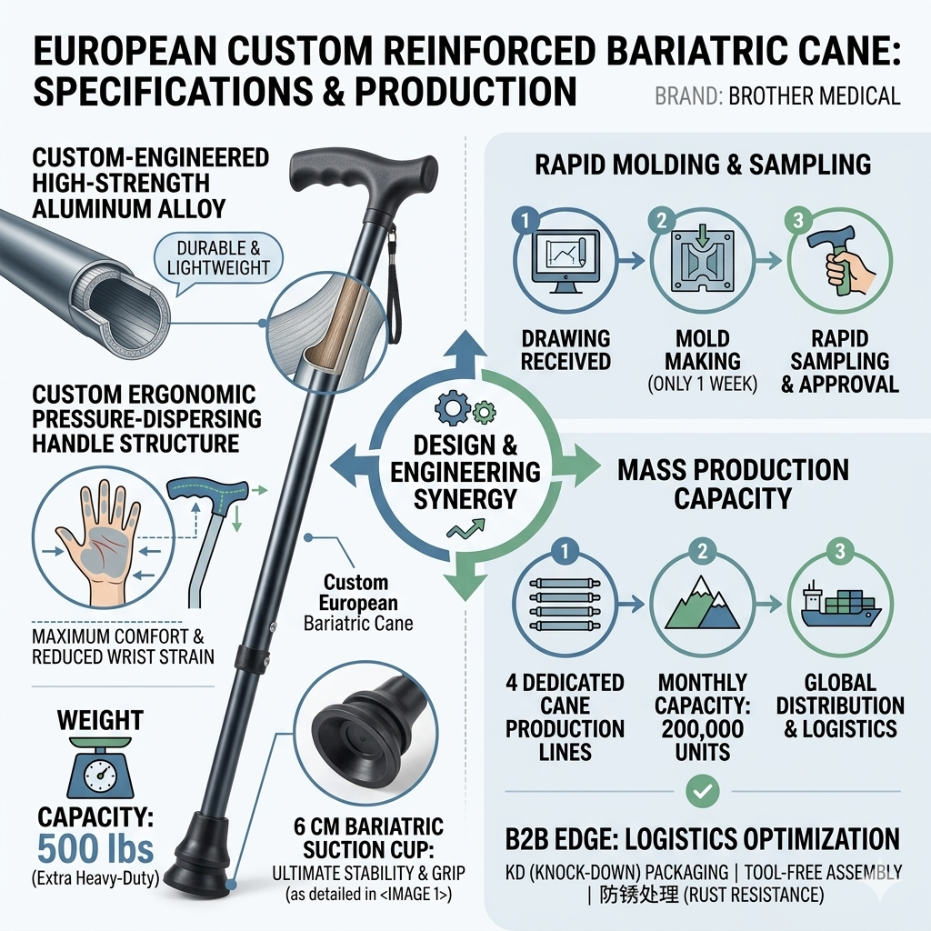 european custom reinforced bariatric cane