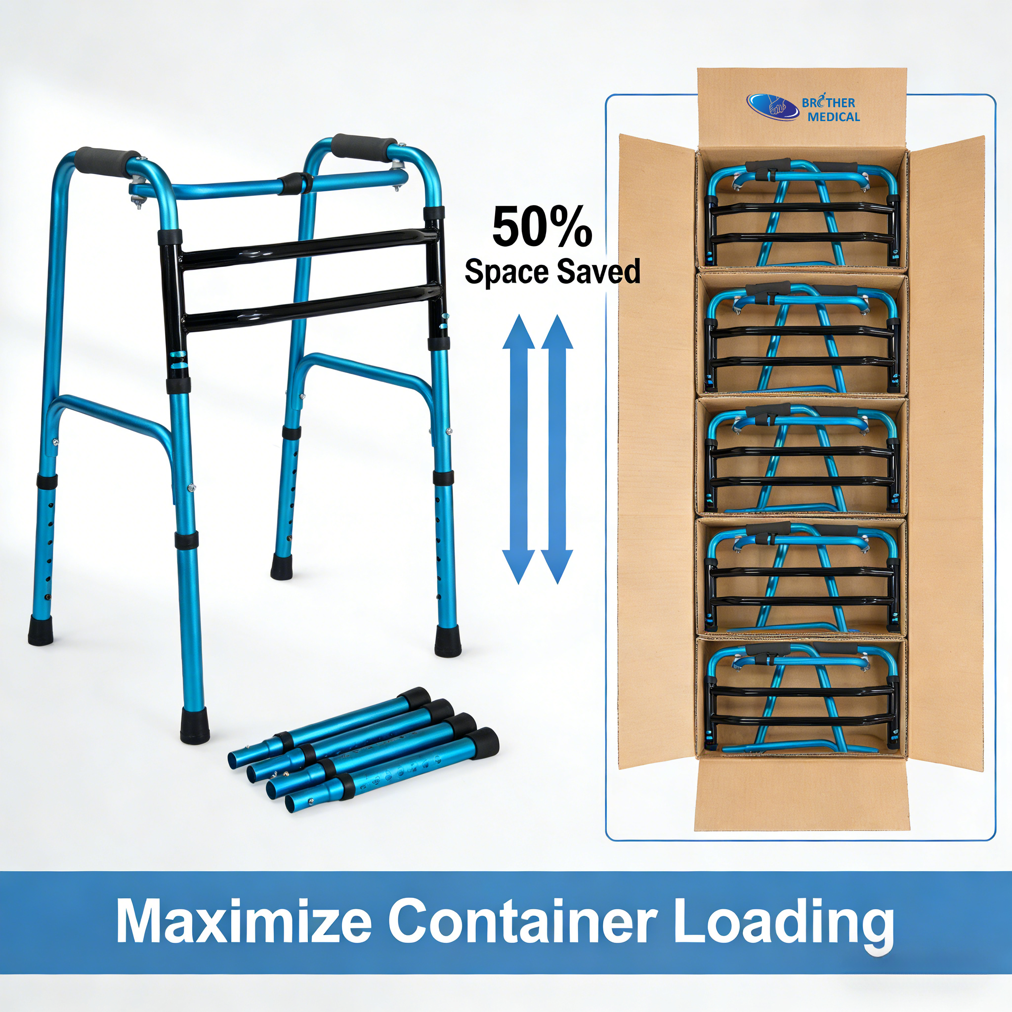 Sace Saving Aluminum Walker For Container Shipment
