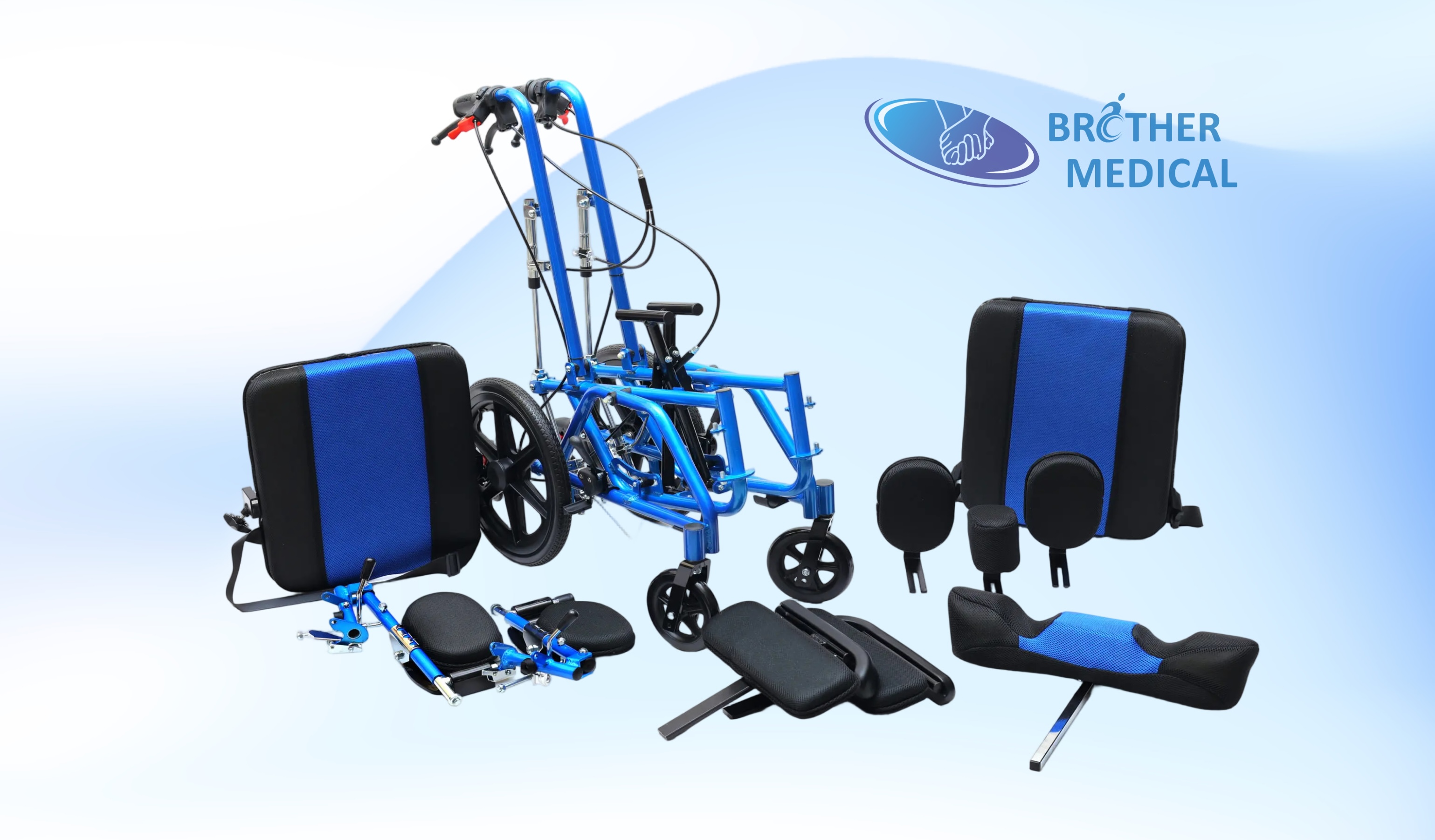 Adjustable Pediatric Cerebral Palsy Wheelchair | Growth-Ready Aluminum Mobility Aid (Blue)
