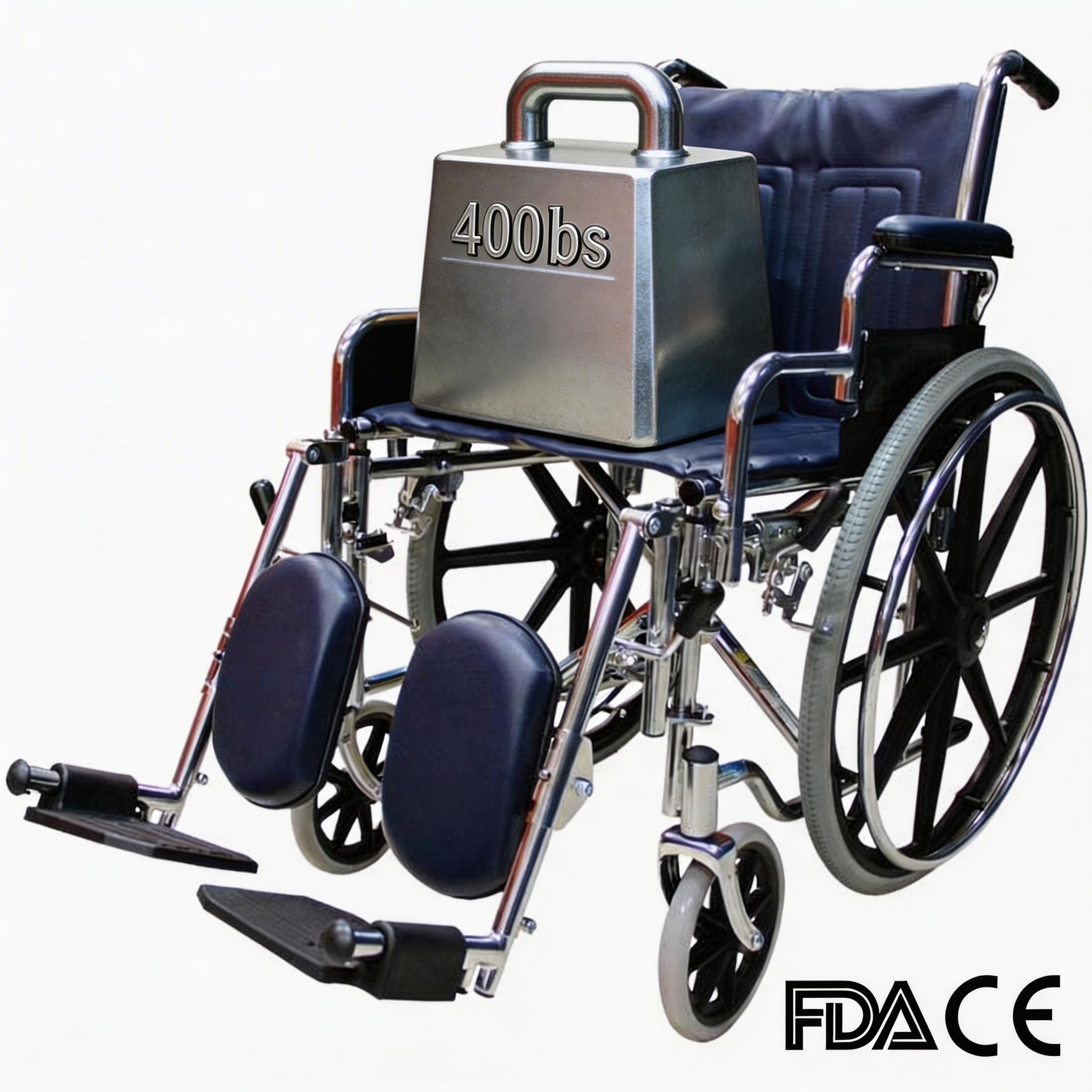 Bariatric Chrome Plated Heavy Duty Wheelchair 400 Lbs Capacity Weight Test - BME4618 Wholesale For Institutions & Hospitals Long-Term Rental