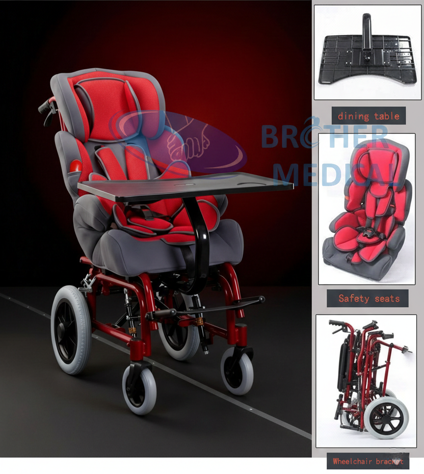 Brother Medical's delivery content for cerebral palsy wheelchairs includes a spare parts package (containing seat cushions, adjustment buckles, etc.) that is provided free of charge with the product.
