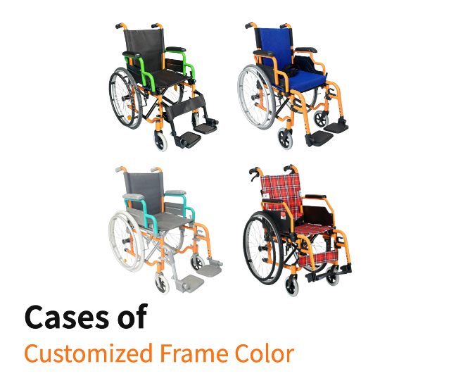 Cases of customized frame color for children's wheelchairs