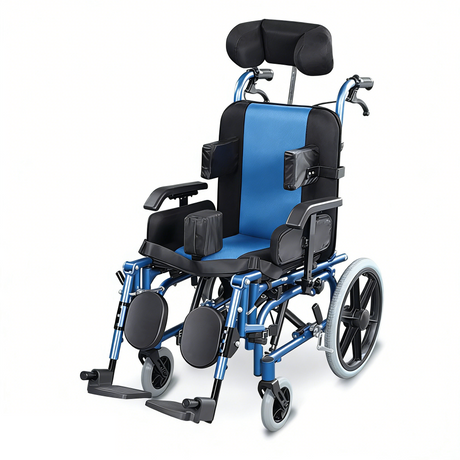 Adjustable Pediatric Cerebral Palsy Wheelchair | Growth-Ready Aluminum Mobility Aid (Blue)