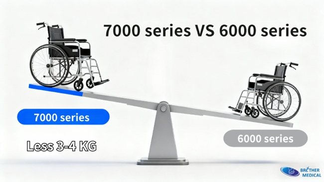 Comparison of weight between aerospace-grade 7000 and standard 6000 aluminum wheelchair frames.