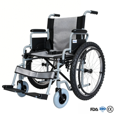 Wholesale Fat Tire All-Terrain Manual Wheelchair | Customizable Rear Wheels & Heavy Duty Steel Frame