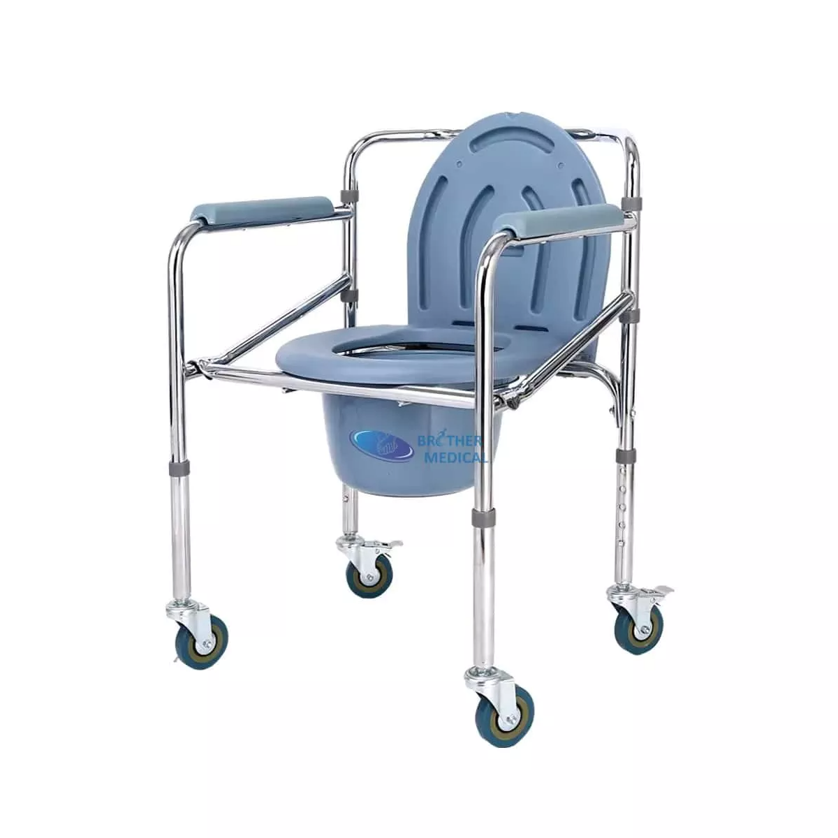 Self Propelled Small Medical Commode Chair With Wheels