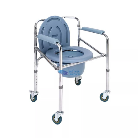 Self Propelled Small Medical Commode Chair With Wheels