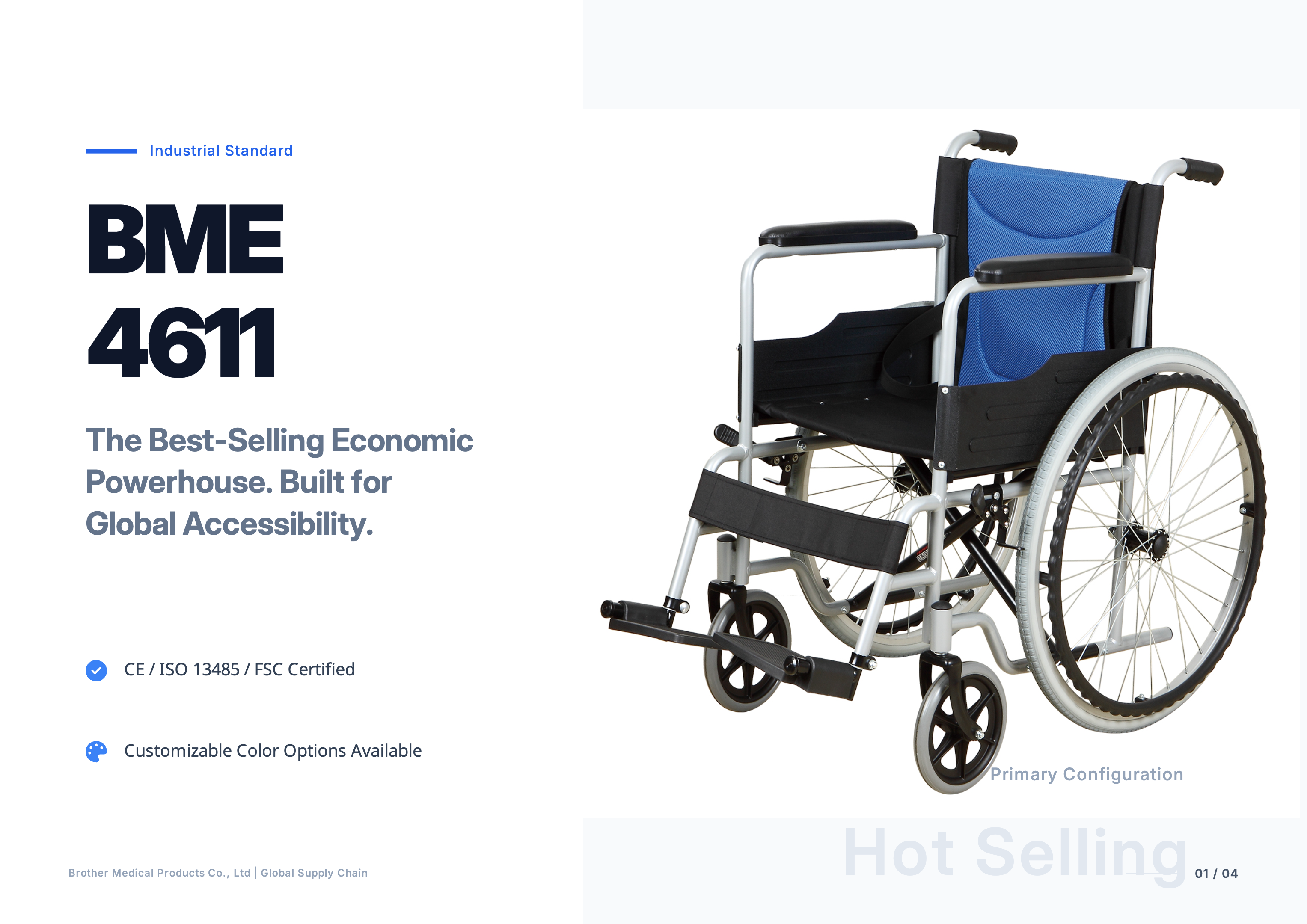 Economy Standard Steel Wheelchair BME4611 