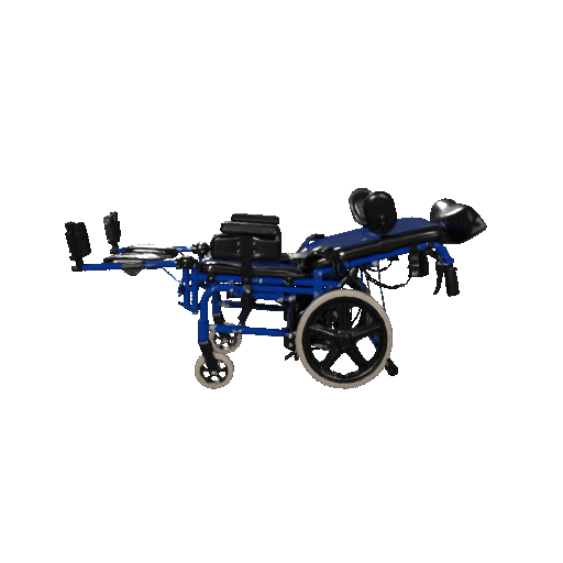 360-degree panoramic display of the blue cerebral palsy wheelchair, gif, video