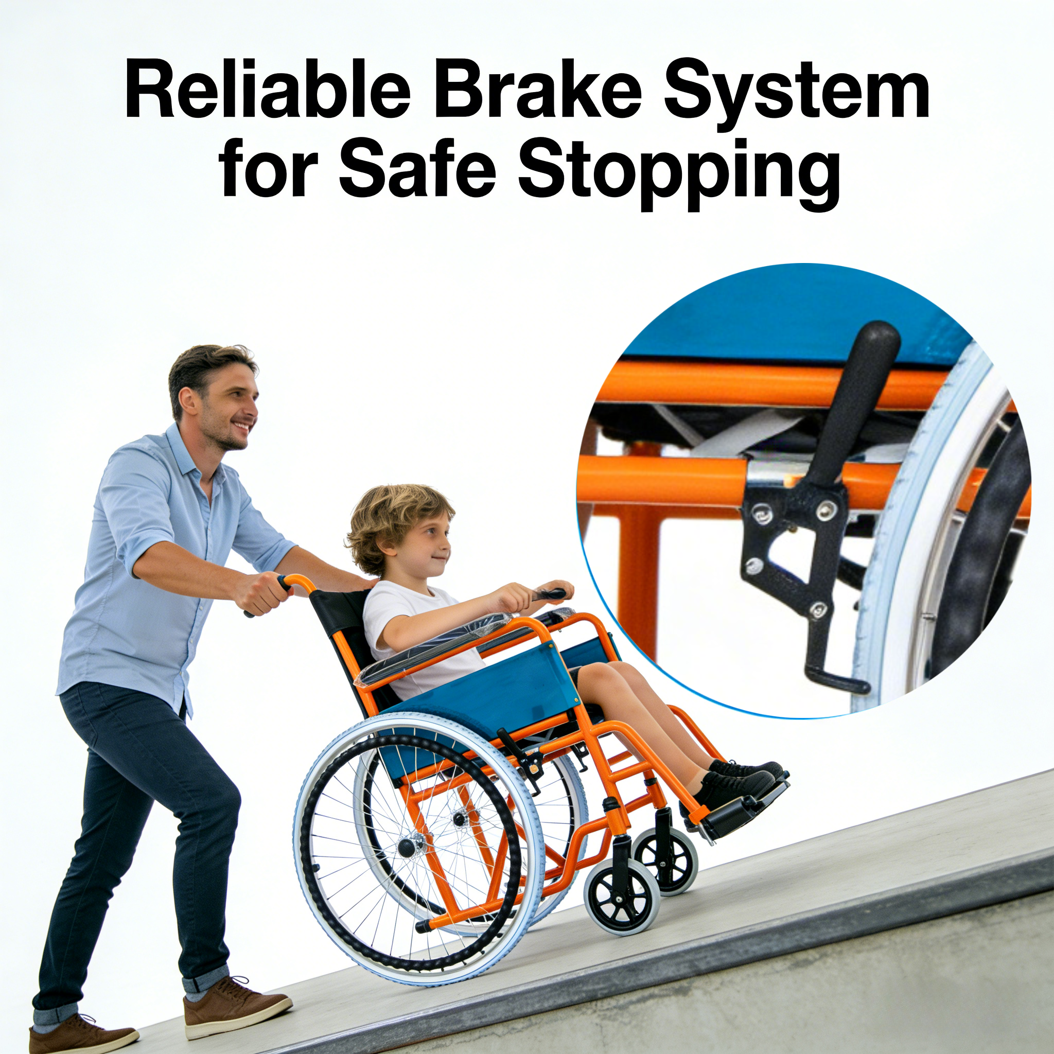 ⛰️ Safe Performance on Slopes & Ramps The 4611K pediatric wheelchair is engineered to maintain balance and control on gentle slopes, supporting safe uphill and downhill movement when assisted by caregivers. This makes it suitable for: Hospital ramps Rehabilitation centers Community and outdoor use