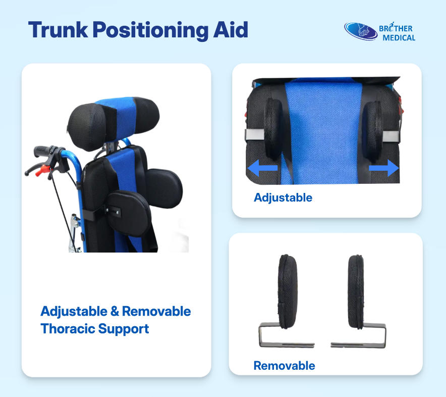 Trunk Positioning Aid, Adjustable and Removable Thoracic Support