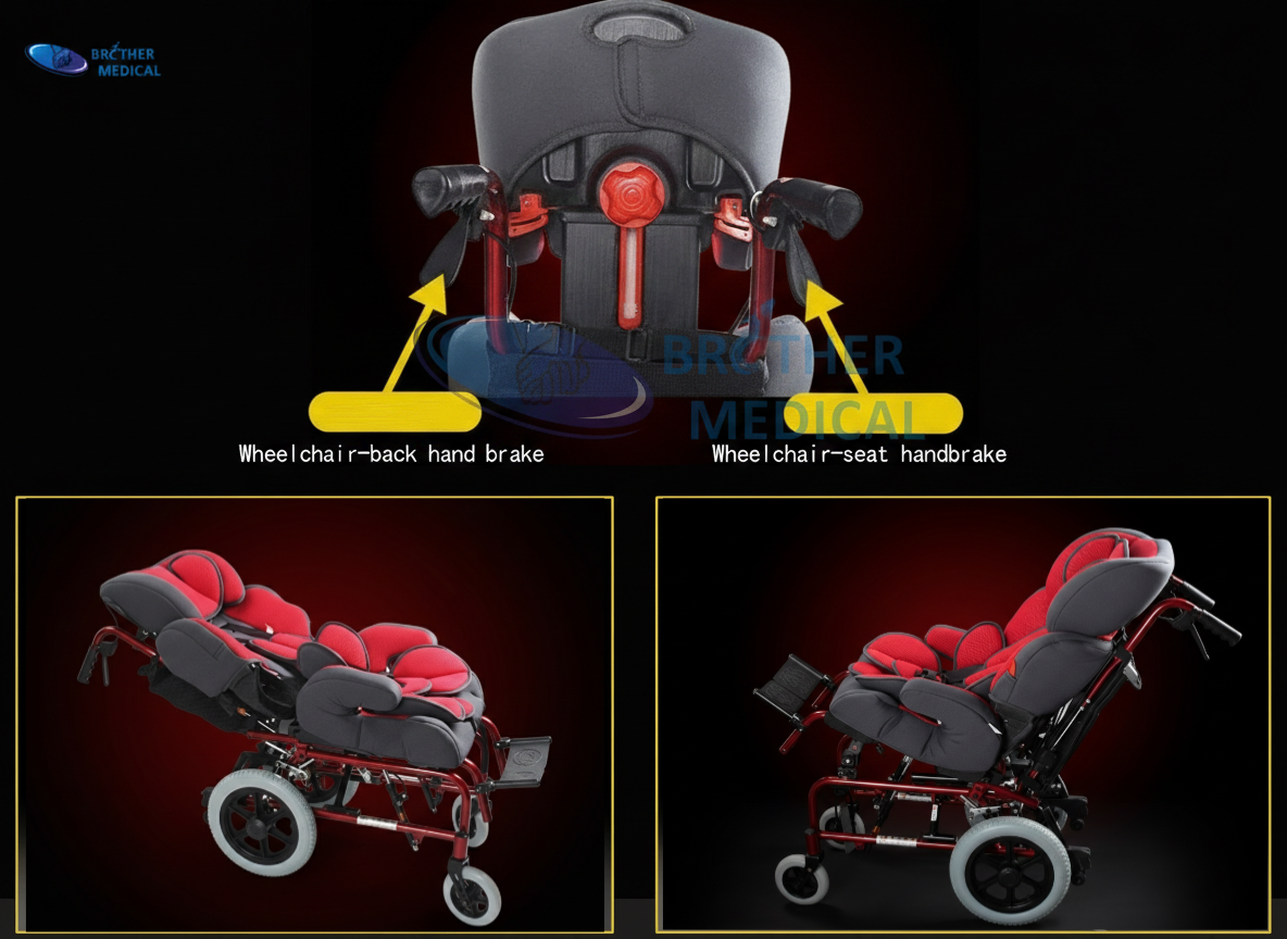 Safety Brake: wheelchair-back hand brake and seat handbrake