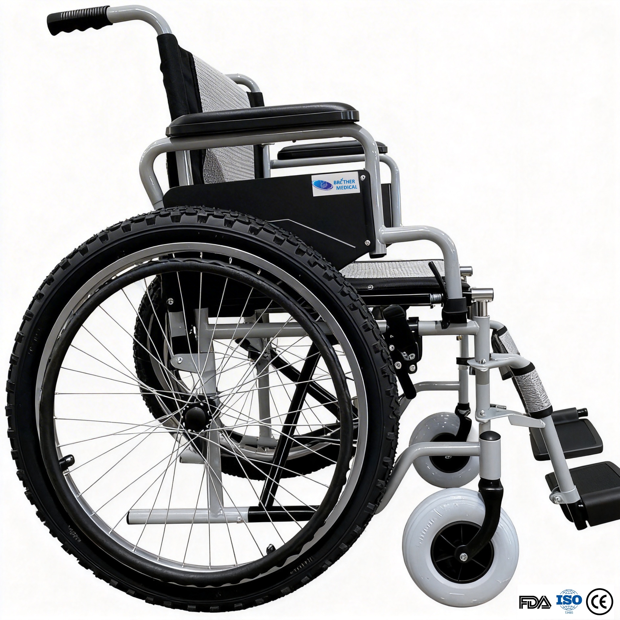 Wholesale Fat Tire All-Terrain Manual Wheelchair | Customizable Rear Wheels & Heavy Duty Steel Frame