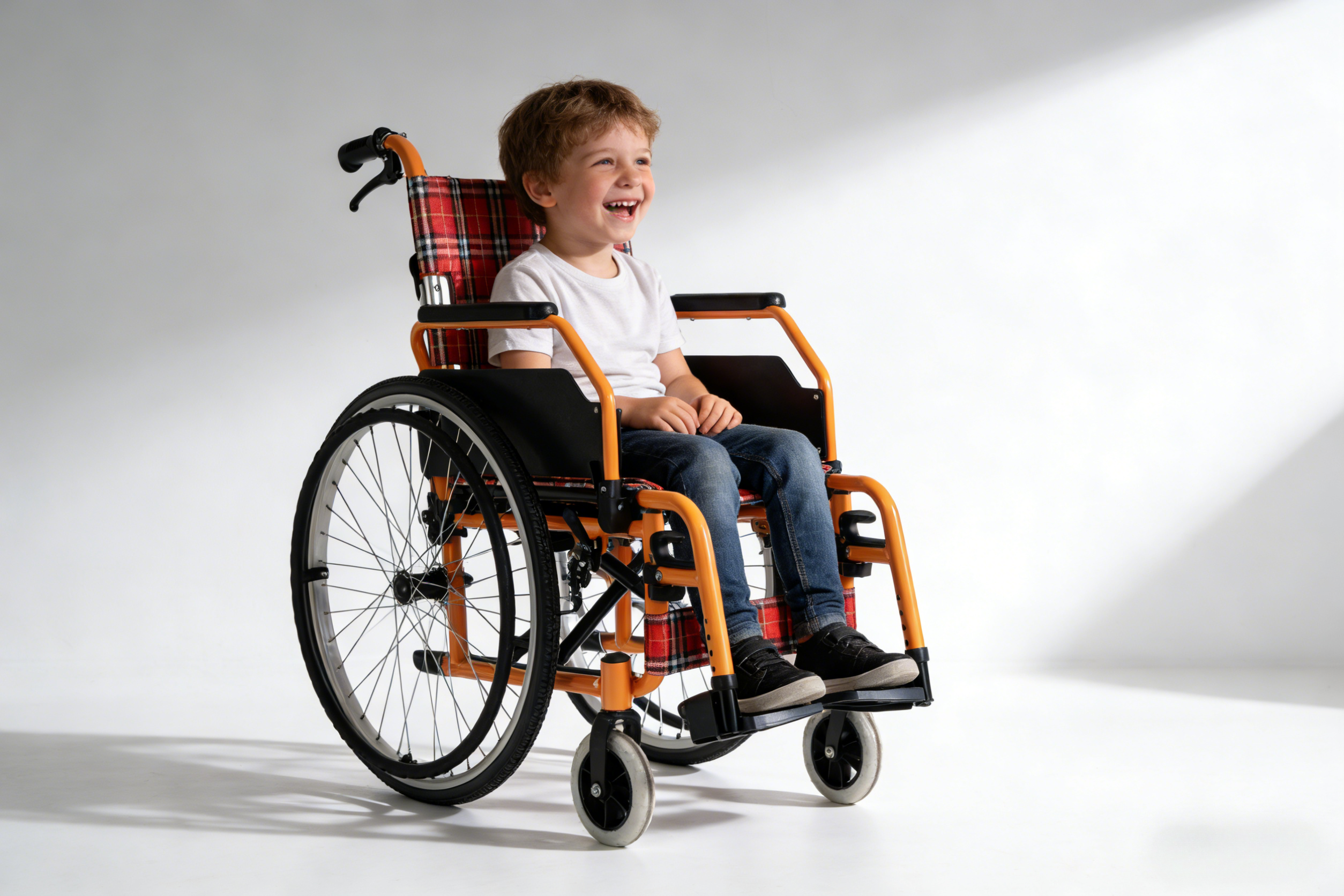 A Happy Kid on Brother Medical's Pediatric Wheelchair