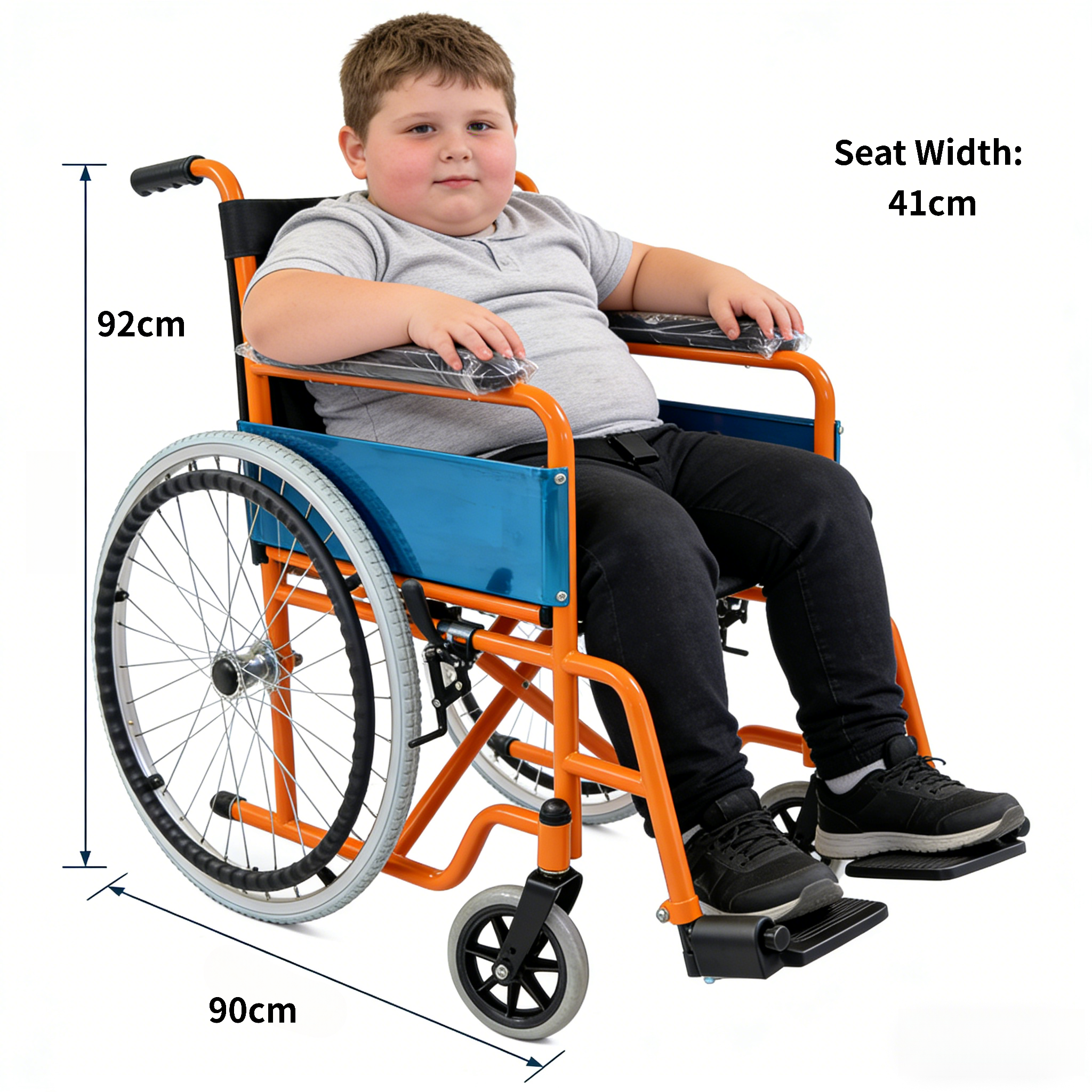 children sitting in 16 inch pediatric wheelchair