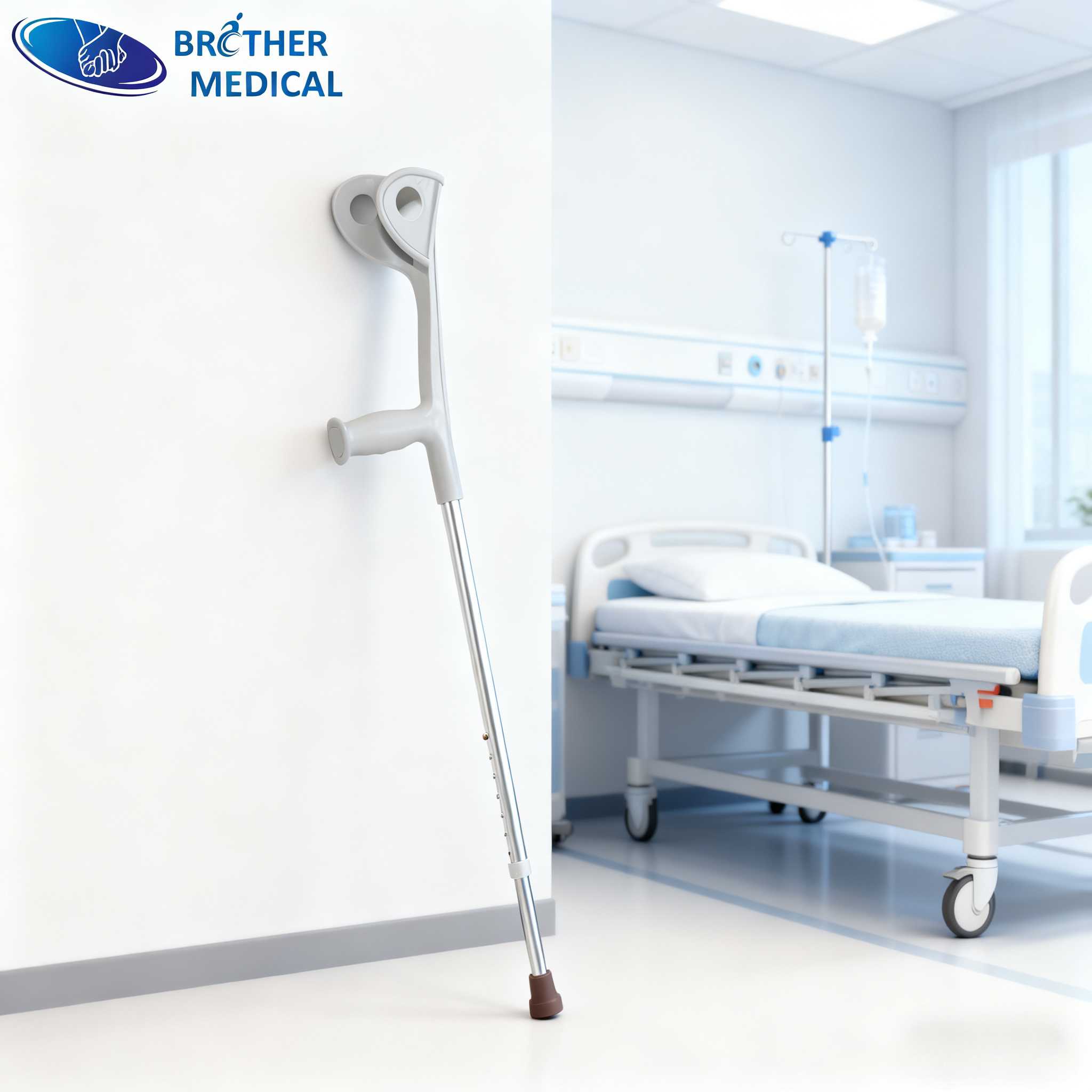 Aluminum Elbow Crutch in Hospital