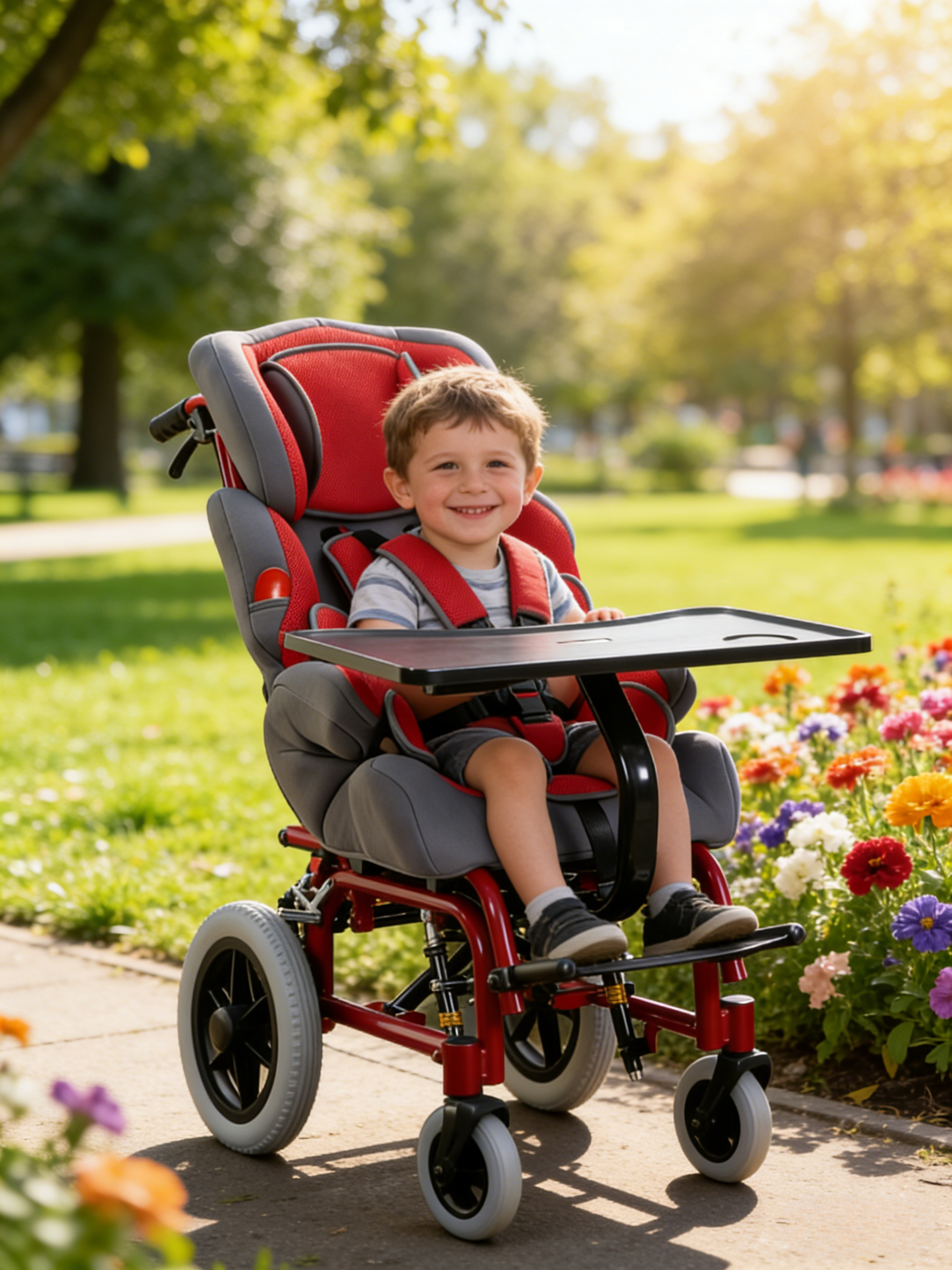 Cerebral Palsy Wheelchair Outdoor usage scenarios: Sunlit grassland, child - Brother Medical