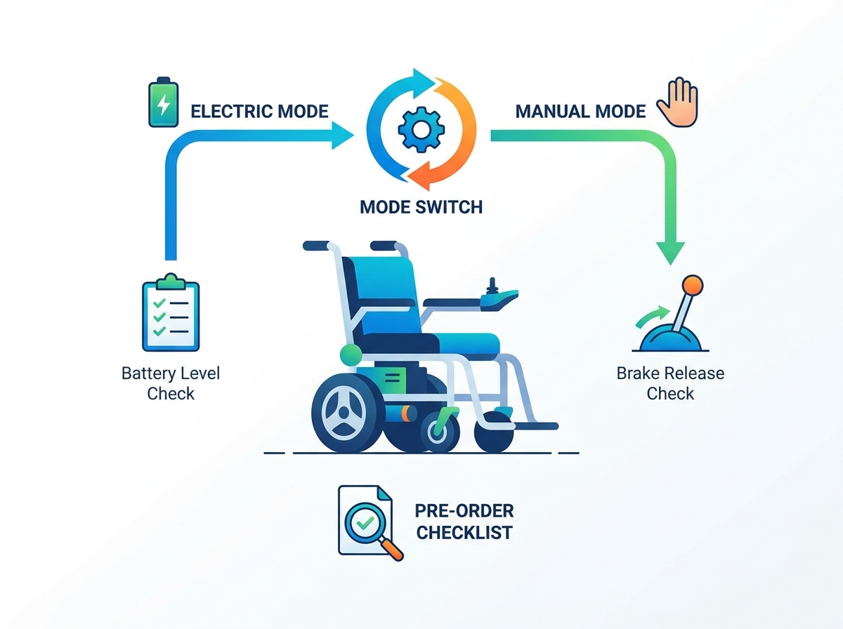 Electric wheelchair manual mode evaluation