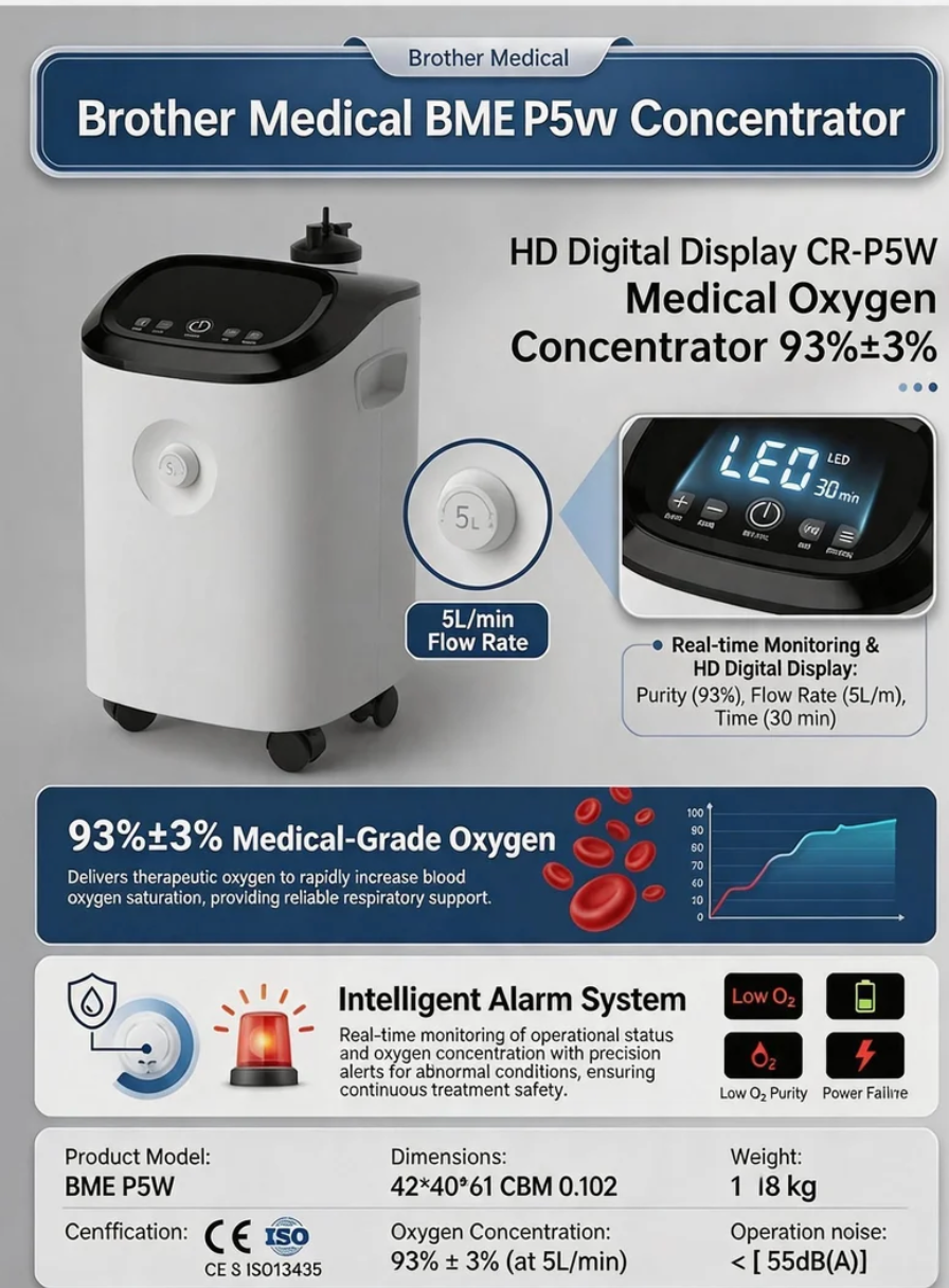 Brother Medical BBR Plus oxygen concentrator with intelligent alarm system