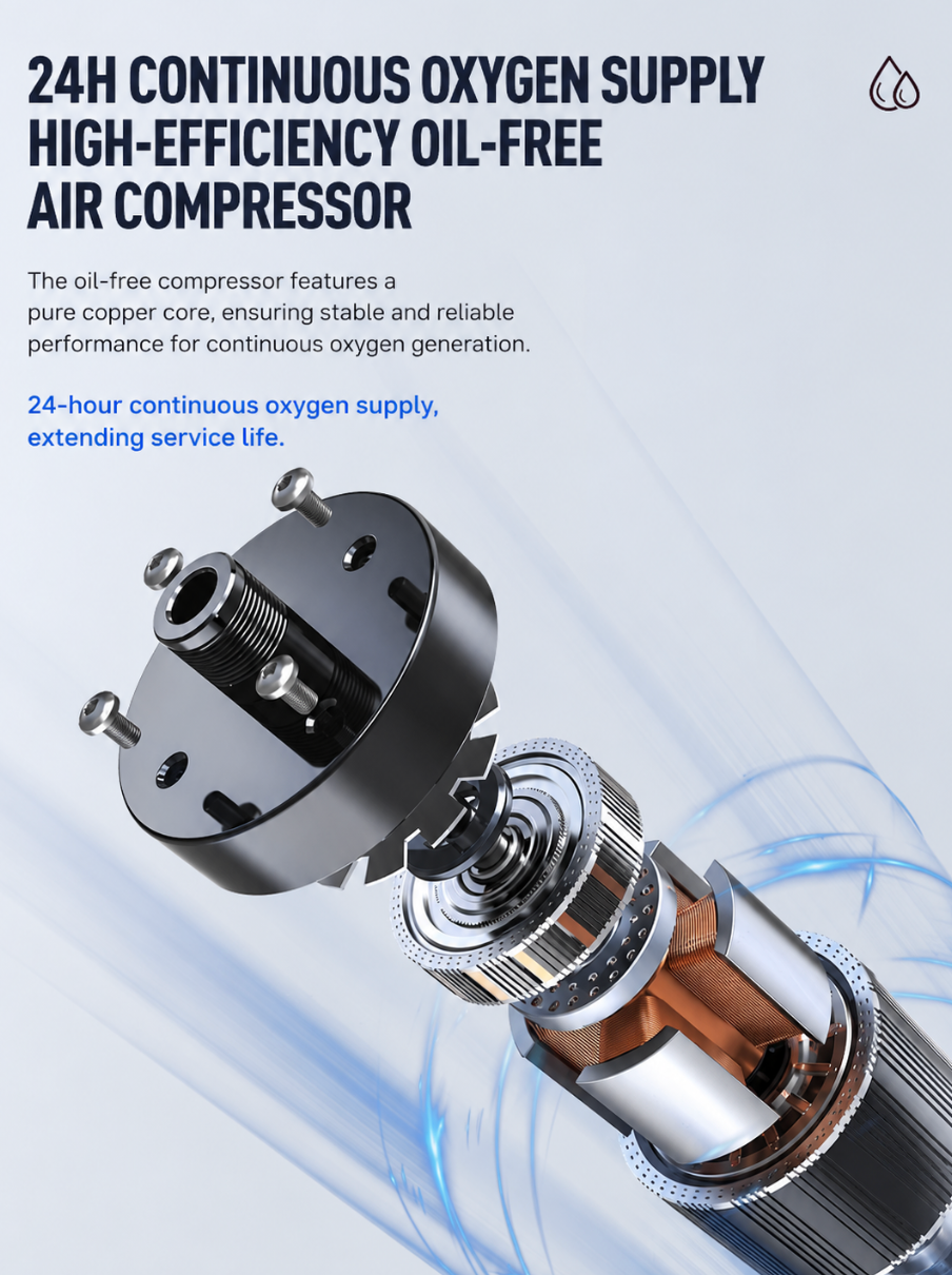 oil-free compressor for medical oxygen concentrator factory supply